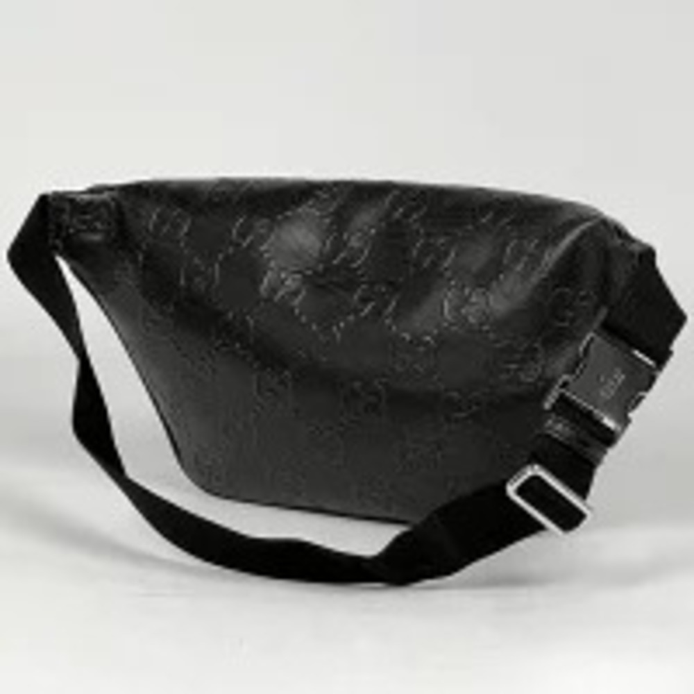 Gucci Black Waist Leather Bum GG Embossed Belt Crossbody Bag Body Belt